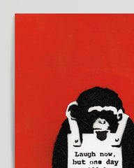 After Hover: Banksy Street-Art - Affe mit Message - Moderner Kunstdruck Wanddekoration, Klein bis Groß XXL - Canvas Perfekte als Geschenk - Inneneinrichtung Deko