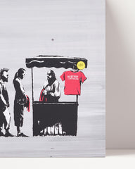 After Hover: Banksy Warten in der Schlange -  Pop-Art Modern Street-Art Marketing - Kunstdruck Klein bis Groß XXL