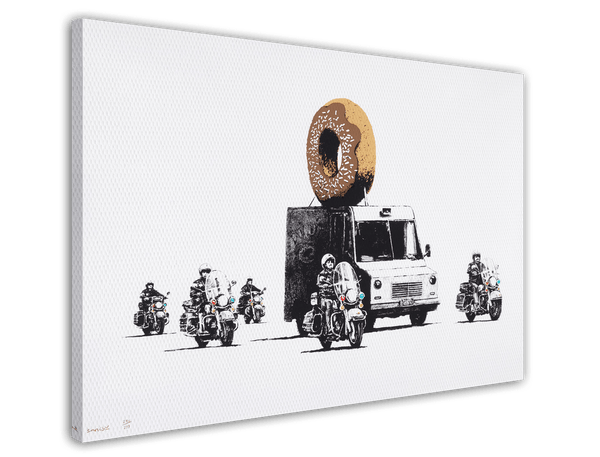 Donut und Bodyguards, Street-Art Banksy - Moderner Kunstdruck - Wohnzimmer, Inneneinrichtung Deko