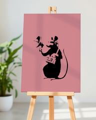 After Hover: Hip Hop Ratte, Street-Art Kunstdruck in Rosa von Banksy - Perfekt als Geschenk, Wohnzimmer Inneneinrichtung