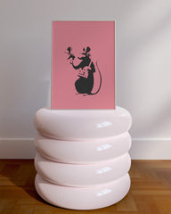 After Hover: Hip Hop Ratte, Street-Art Kunstdruck in Rosa von Banksy - Perfekt als Geschenk, Wohnzimmer Inneneinrichtung