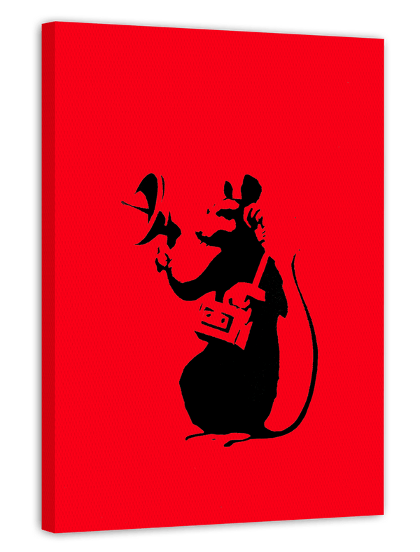 Hip Hop Ratte, Banksy Street-Art - Moderner Kunstdruck in Rot von Klein bis XXL - Wohnzimmer Wanddeko