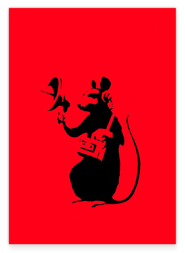 Hip Hop Ratte, Banksy Street-Art - Moderner Kunstdruck in Rot von Klein bis XXL - Wohnzimmer Wanddeko
