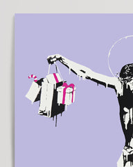 After Hover: Jesus - Konsumkritik, Street-Art Banksy - Moderner Kunstdruck - Perfekte als Geschenk, Wohnzimmer, Inneneinrichtung Deko