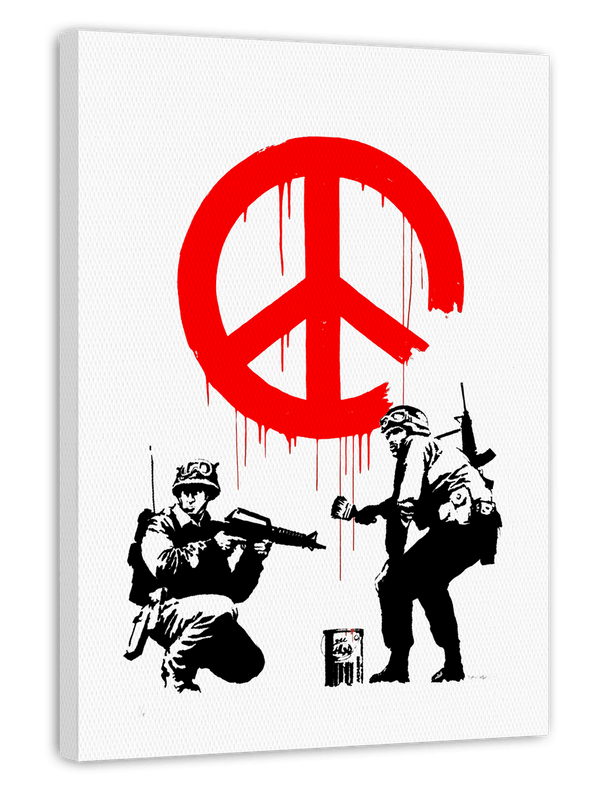 Peace Frieden - Sozialkritik Street-Art Banksy - Moderner Kunstdruck Canvas - Perfekte als Geschenk, Wohnzimmer, Inneneinrichtung Deko
