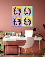 After Hover: Pop-Art Kate Moss meets Marilyn Monroe - Banksy Inspiriert von Andy Warhol, Street-Art - Moderner Kunstdruck Canvas