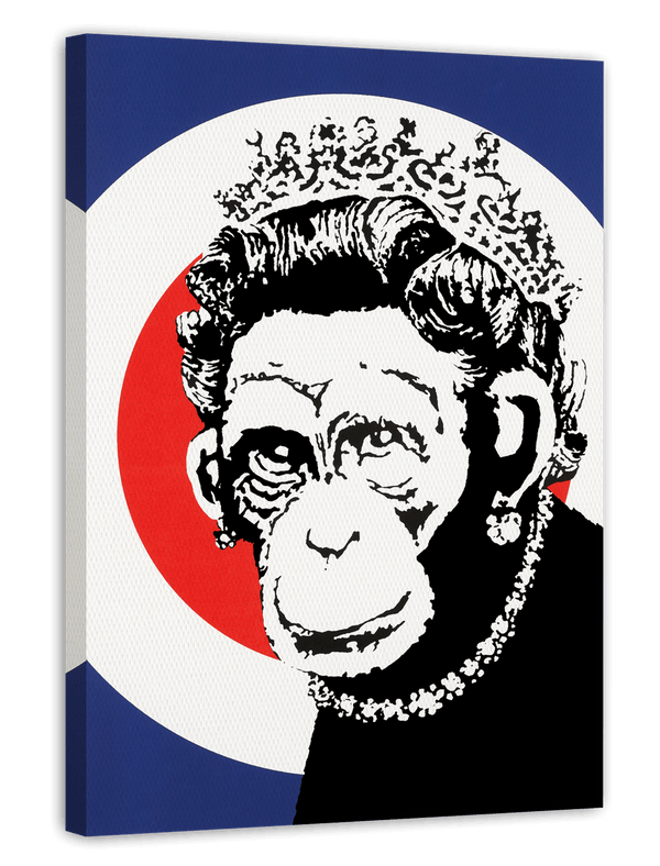 Queen UK England, Street-Art Banksy Großbritannien - Moderner Kunstdruck - Wohnzimmer, Inneneinrichtung Deko
