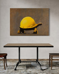 After Hover: Schildkröte mit Helm, Street-Art Banksy Klimaschutz - Moderner Kunstdruck Canvas - Wohnzimmer, Inneneinrichtung Deko