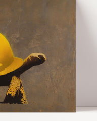 After Hover: Schildkröte mit Helm, Street-Art Banksy Klimaschutz - Moderner Kunstdruck Canvas - Wohnzimmer, Inneneinrichtung Deko