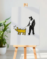 After Hover: Banksy Keith Haring - Bellender Hund, Pop-Art Modern Street-Art, Kunstdruck Klein bis Groß XXL - Wohnzimmer, Schlafzimmer