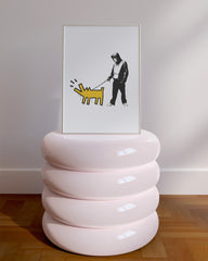 After Hover: Banksy Keith Haring - Bellender Hund, Pop-Art Modern Street-Art, Kunstdruck Klein bis Groß XXL - Wohnzimmer, Schlafzimmer