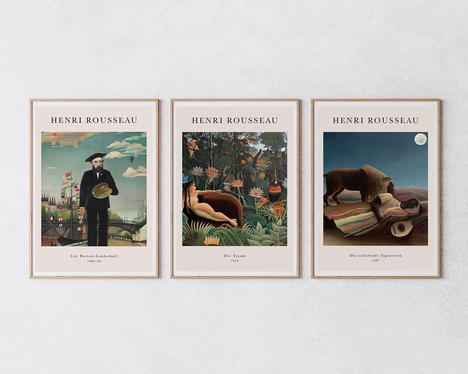 Set aus 3 Postern: Klassiker von Henri Rousseau