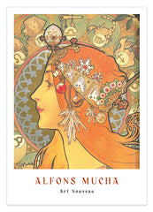 Alfons Mucha - Museum-Poster Frauenprofil mit Sternzeichen