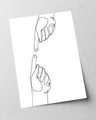 After Hover: Minimalistische Zeichnung - Sich berührende Hände